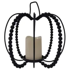 10.5" Bead LED Lighted Pumpkin Lantern by Ashland&reg; Black