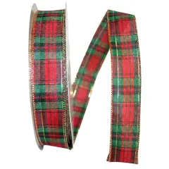 JAM Paper 1.5" x 5yd. Wired Mcshay Plaid Ribbon