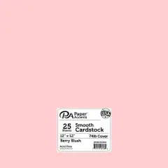 PA Paper&trade; Accents 12" x 12" Smooth Cardstock Paper, 25 Sheets Berry Blush