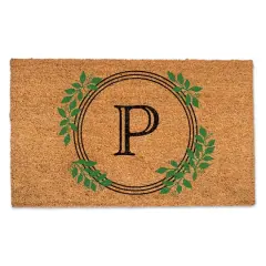 Laurel Circle Monogram Door Mat P