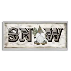Stupell Industries Winter Snow Holiday Gnome Framed Giclee Art Gray