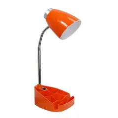 LimeLights 18.5" Gooseneck Organizer Desk Lamp with Tablet Stand Orange