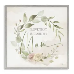 Stupell Industries Mother's Day Rose Wreath Framed Giclee Art Gray