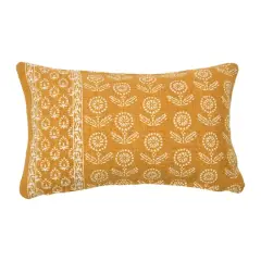Hello Honey&reg; 20'' Yellow Floral Fields Lumbar Pillow Cover