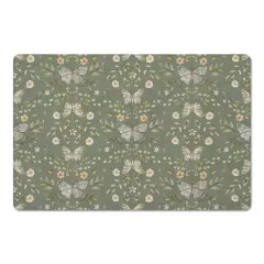 Butterfly Pattern Floor Mat Olive Green