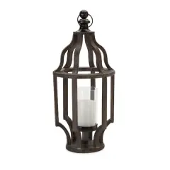 22.5" Wood & Glass Lantern Style Candle Holder