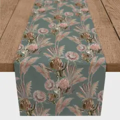 90" Protea Blooms Cotton Twill Runner Emerald