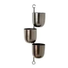 25" Dark Silver Metal Contemporary 3-Pot Hanging Planter