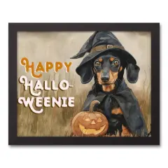Happy Halloweenie 15.73" x 12.73" Black Framed Canvas