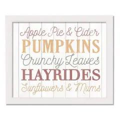 Fall Words White Framed Print Wall Art