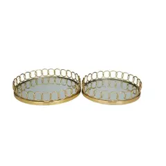 Gold Contemporary Tray, Set of 2" 16", 14"