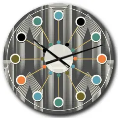 Designart 'Mimimal Black And White Design Iii Mid-Century Modern Wall Clock