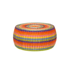 Household Essentials 9" Metal Woven Storage Ottoman Multicolored Stripe