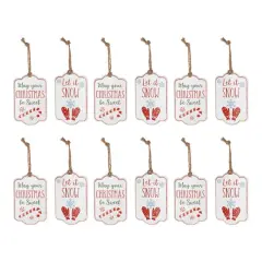 Metal Holiday Sentiment Tag Ornament Set