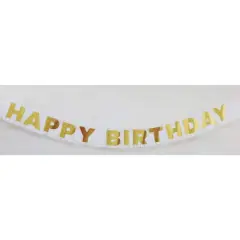 6.5ft. Gold & White Happy Birthday Fringe Banner by Celebrate It&trade;