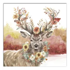 Ornate Autumn Deer 16" x 16" Canvas Wall Art