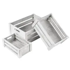 NEX&trade; Distressed Wood Storage Containers Display Risers Set Light Gray