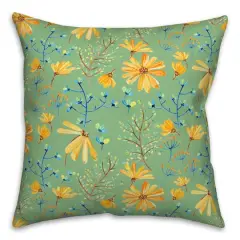 Flowers & Foliage Throw Pillow Green