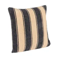 Hello Honey&reg; 20" Black & Cream Striped Cotton Blend Chenille Pillow