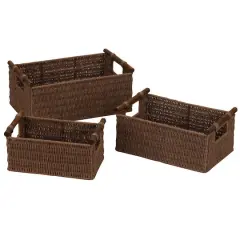 Household Essentials Decorative Woven Basket Set Brown