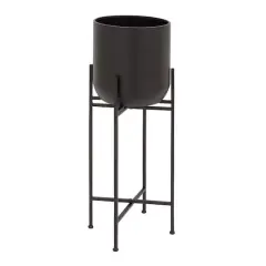 36" Black Metal Modern Planter