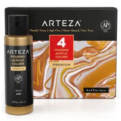Arteza&reg; Pouring Acrylic Metallic Tones Paint Set