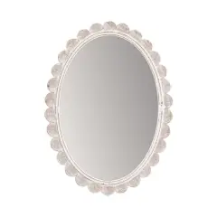 Habitat Carai 30" Distressed White Mirror with Scalloped Frame