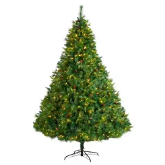 8ft. Pre-Lit West Virginia Mixed Pine Artificial Christmas Tree with Pinecones, Clear LED Lights