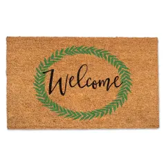 Welcome Green Laurel Doormat