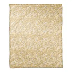 Dainty Floral Coral Fleece Blanket Yellow