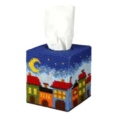 Orchidea Tissue Box Cover - Needlepoint (Halfstitch) Kit City At Night