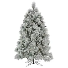 7.5ft. Pre-Lit Flocked Bavarian Pine Artificial Christmas Tree, Clear Lights