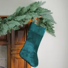 19" Traditional Velvet Christmas Stocking, Green