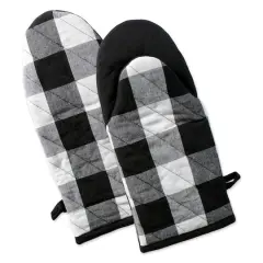 DII&reg; Buffalo Check Oven Mitts, 2ct. Black