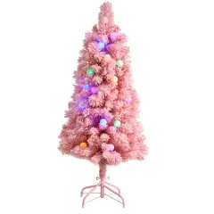 4ft. Pre-Lit Frosted Pink Cashmere Artificial Christmas Tree, Multicolor LED Lights