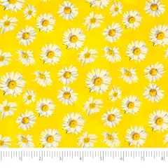 SINGER Small Daisies on Yellow Cotton Fabric