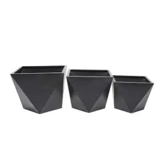 Black Modern Planter, Set of 3" 19", 16", 14"