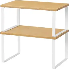 Bamboo Kitchen Cabinet & Counter Shelf Organizer White