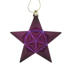 12ct. 5" Glitter & Matte Purple Shatterproof Star Christmas Ornaments