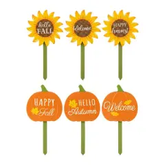 Glitzhome&reg; 15" Fall Wooden Pumpkin & Sunflower Yard Stake, 6ct.