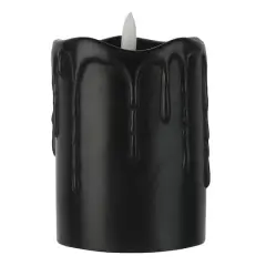3" x 4" Black Dripping LED Wax Pillar Candle by Ashland&reg;