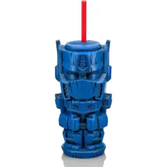 Geeki Tikis Transformers Optimus Prime Plastic Tumbler with Straw, 26oz.