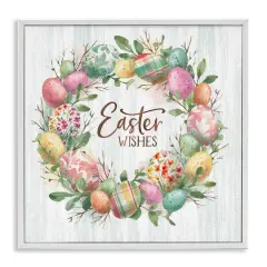 Stupell Industries Easter Wishes Wreath Framed Giclee Art White