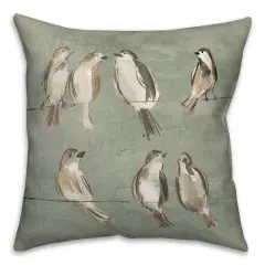 Birds On A Wire Sage 18" x 18" Indoor/Outdoor Pillow