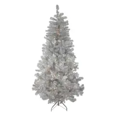 7.5ft. Pre-Lit Full Metallic Tinsel Artificial Christmas Tree, Clear Lights