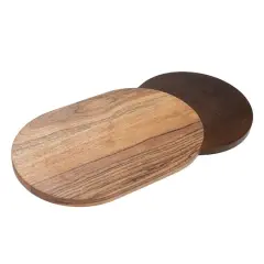 Hello Honey&reg; 15.75" Natural & Walnut Oval Two-Tone Wood Cheese & Cutting Board