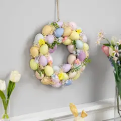 12.5" Multicolor Floral & Easter Egg Spring Wreath
