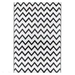 Black & White Chevron Rectangular Outdoor Area Rug, 4ft. x 6ft.