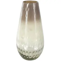 12.25" Brown Glass Ombre Vase with Spotted Concaved Details & Speckled Accents