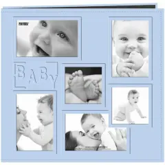Pioneer&reg; Baby Blue Embossed Collage Frame Post Bound Photo Album